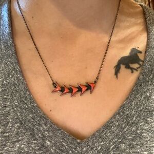 Sterling Silver Spiny Oyster Shell Chevron Necklace